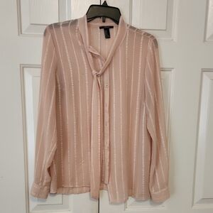 Forever 21 Light Pink Striped Blouse